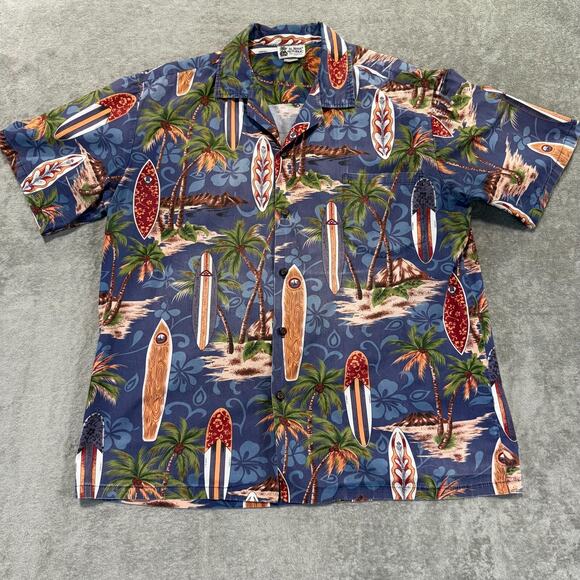 Aloha Republic Surf Navy 100% Cotton Men's Hawaiian Shirt XL ++Please Read++ - Picture 1 of 9